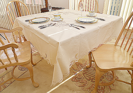 Festive Tablecloth 70" Square. Canterburg Pearl color - Click Image to Close